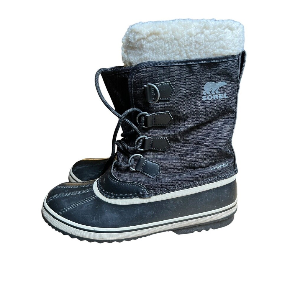 Women’s SOREL Caribou Waterproof Nubuck & Rubber Boots Black Size 10.5 Warm